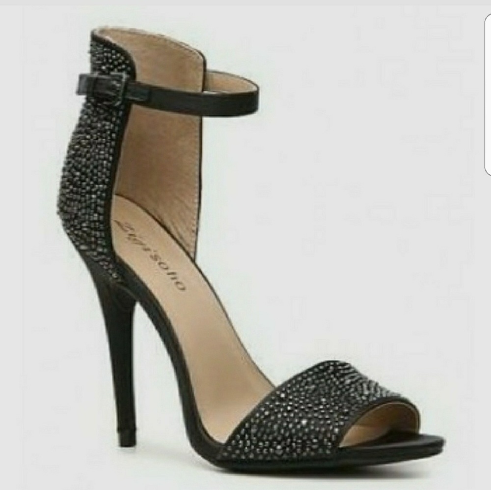 Black Studded Dressy Heel Sandal